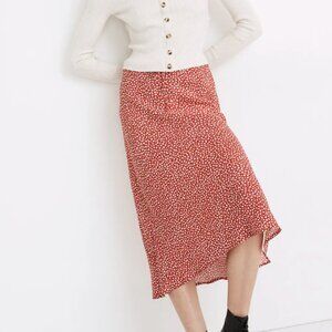 Madewell Drawstring Midi Slip Skirt in Park Picnic in Size 8